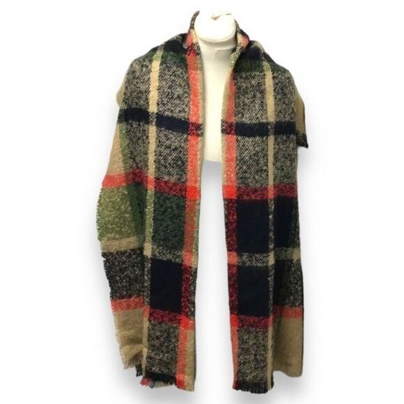 Women’s Blanket Wrap Plaid Scarf, Multicolor, OSFM - Picture 3 of 6